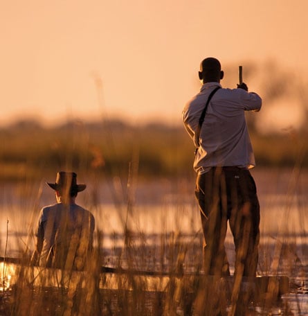 two people on safari in a canoe