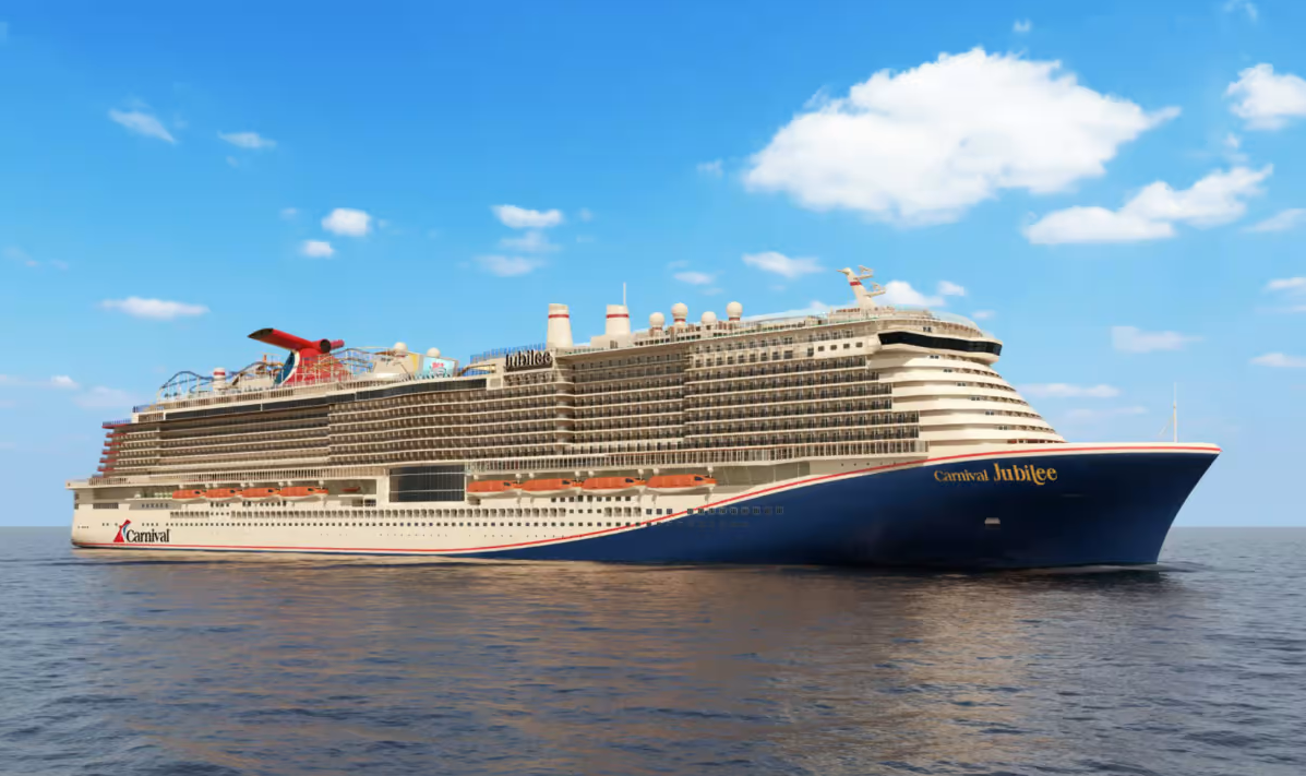 rendering of the Carnival Jubilee cruise ship in the water